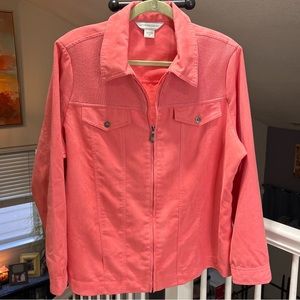🌸Allison Daley🌸 Peach Skin Coral Zippered Jacket   Size 18